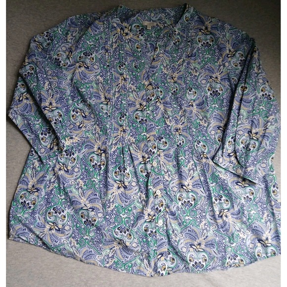 Talbots Tops - Talbots Top 2x Pintucked Cotton Boho Bohemian Beach Resort Everyday Casual